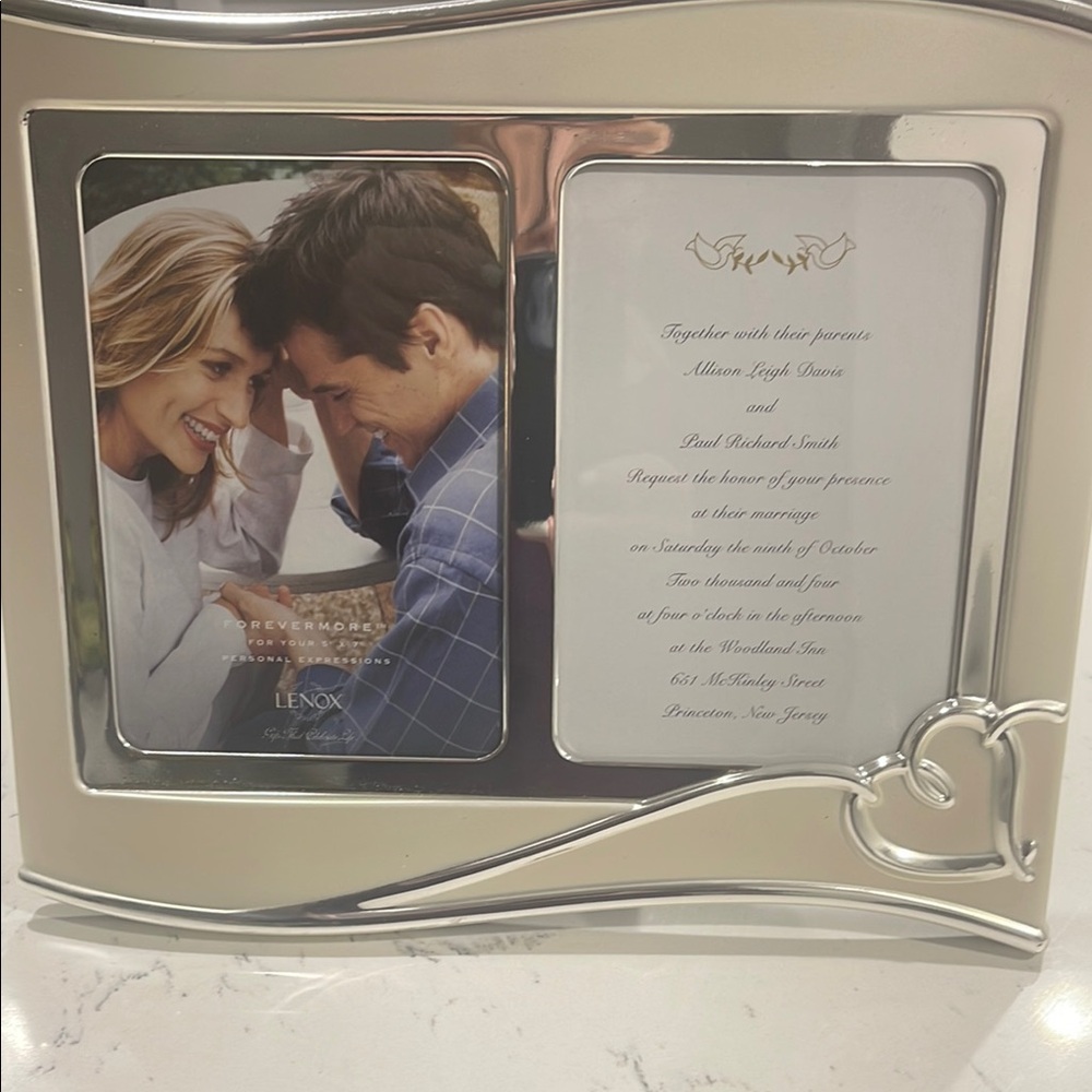 Lenox 5X7 double sided Heart Frame  Silver Forevermore